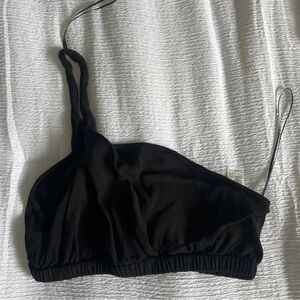 Black One-Shoulder Crop Top